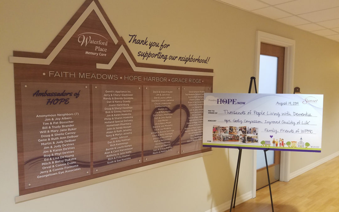 Retirement community announces results of fundraising campaign for memory care