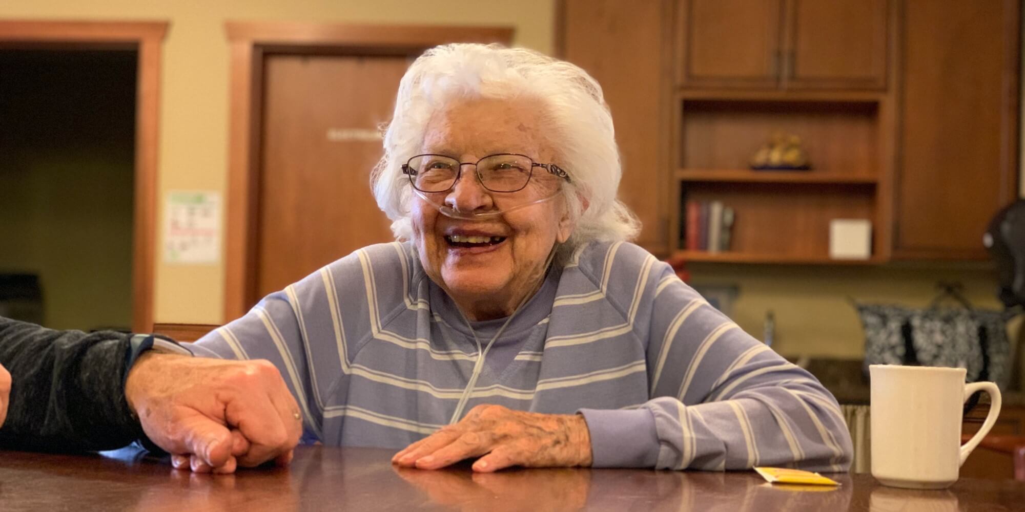 laughing senior resident