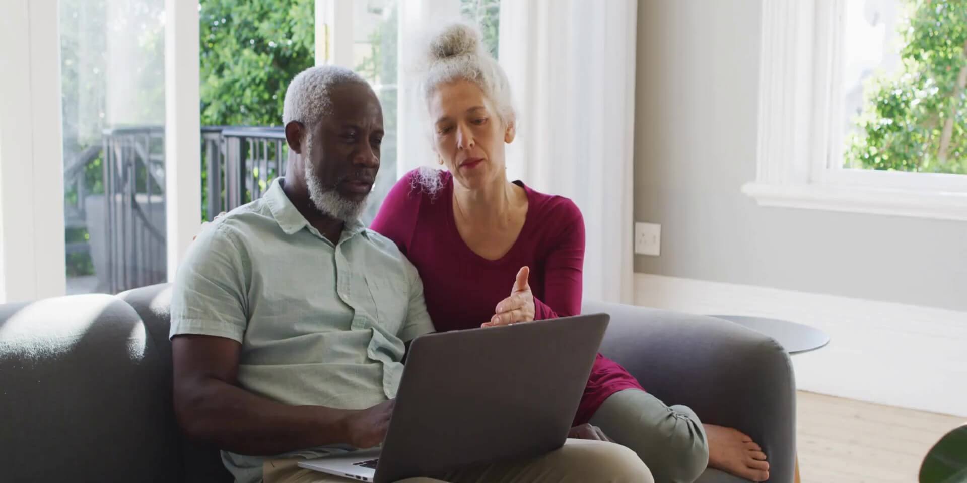 senior couple discussing independent living options