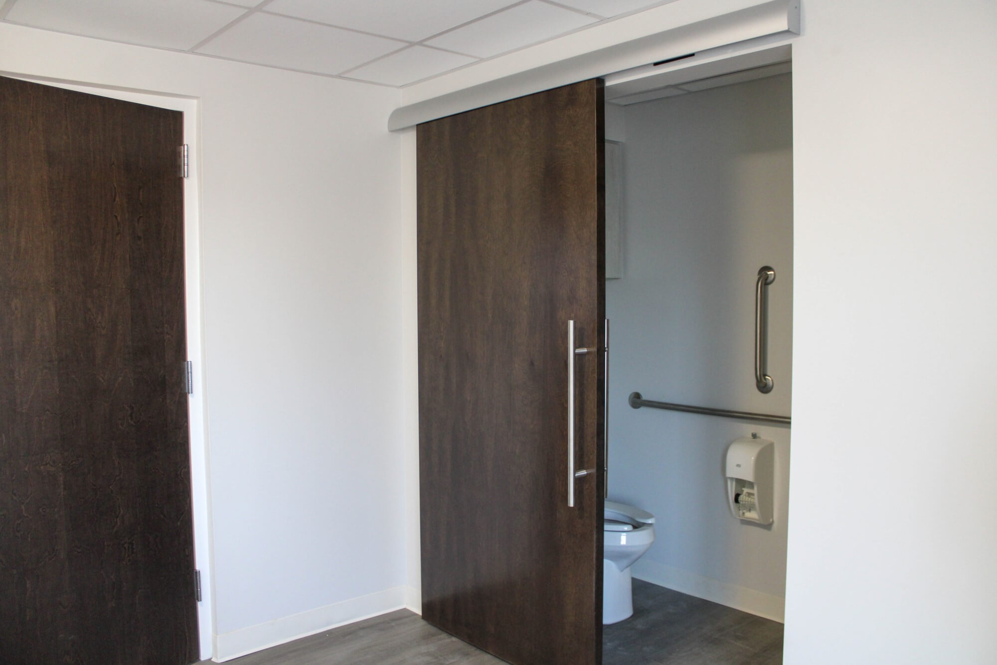 new resident bathroom with sliding doors