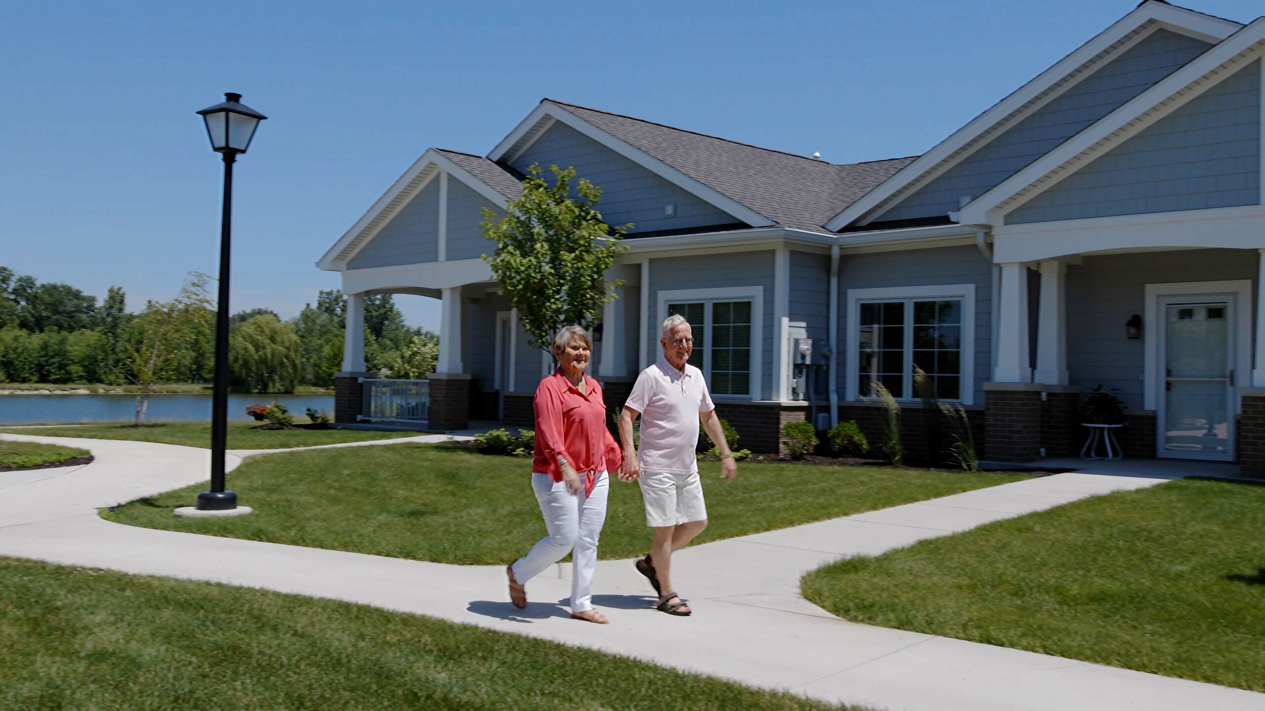 Residents walking through The Cove.